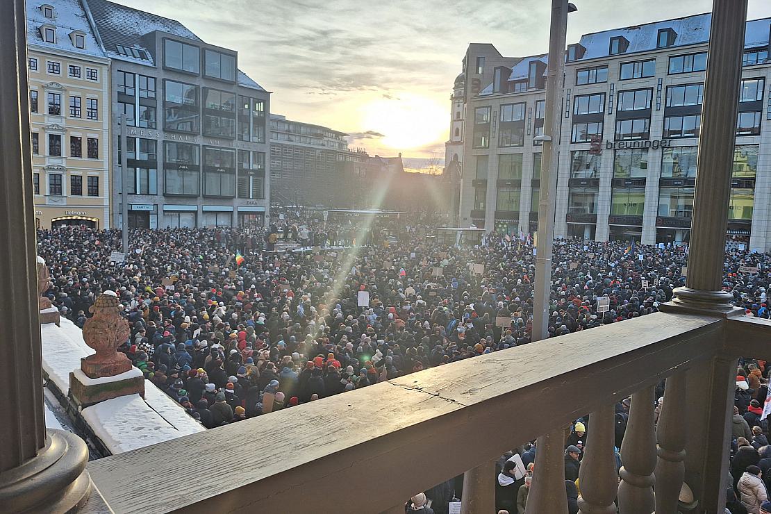 Demo gegen Rechtsextremismus in Leipzig am 21.01.2024, via