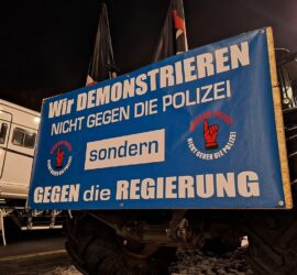 Demo von Lkw-Fahrern am 18.01.2024, via