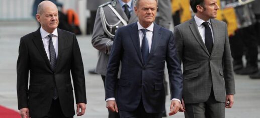 Olaf Scholz, Donald Tusk, Emmanuel Macron am 15.03.2024