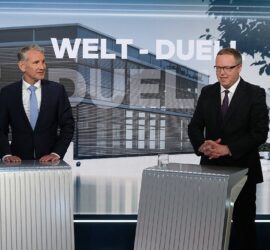 TV-Duell Höcke/Voigt am 11.04.2024, Martin Lengemann/WELT via